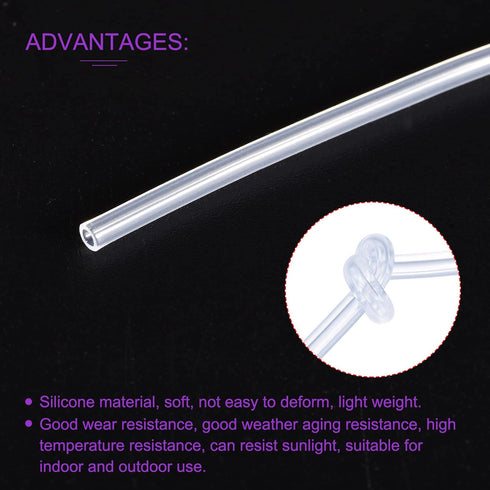 DMiotech 1/16" ID 3/32" OD 3.3 Feet Clear Silicone Tube Industrial Silicone Tubing for Water Air Pump...