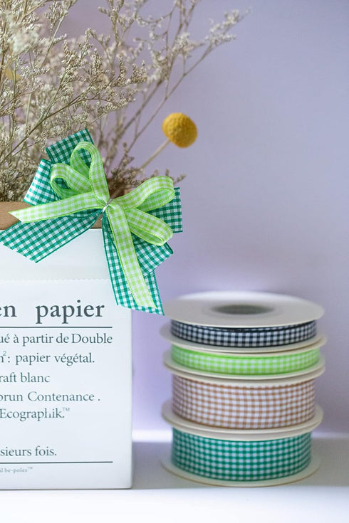 Gingham Ribbon, 1 Inch 25 Yd, Plaid Checkered Ribbon with Woven Edge, for DIY Crafts, Flower Bouquet Wrapping Home Decoration (Purple)...