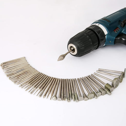 Stone Carving Set Diamond Burr Bits Compatible with Dremel, 50PCS Polishing Kits Rotary Tools Accessories with 1/8’ Shank for Carving, Engraving, ...