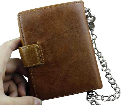 Men's Genuine Leather Biker Star Zipper Card/Money Chain wallet Purse...
