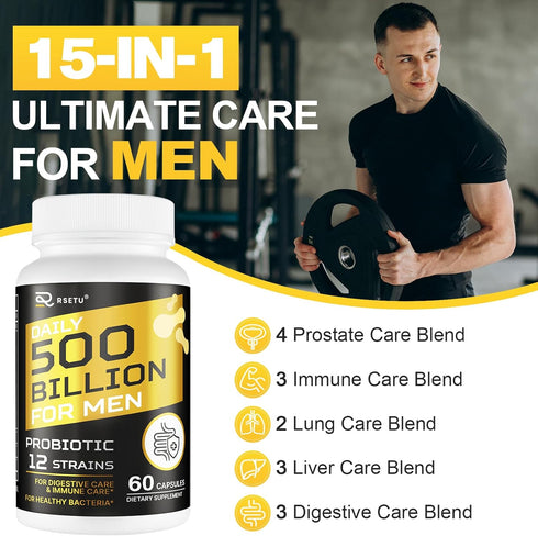 Probiotics for Men, 500 Billion CFU 12 Strains Mens Probiotic with Turmeric Cranberry & Goji, Gut Health for Men, Probiotics for Men Digestive Hea...