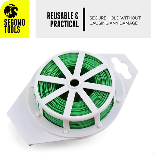 Segomo Tools 2 Pack 328 Feet (100 Meter) Long Garden Twist Tie Reel with Cutter - All-Purpose Plant Ties - Twist Ties for Plants - Garden Wire - P...