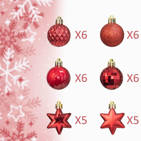 KI Store Red Christmas Balls 34pcs 1.57-Inch Small Christmas Tree Decoration Ornaments for Xmas Tree Holiday Wreath Garland Decor Ornaments Hooks ...