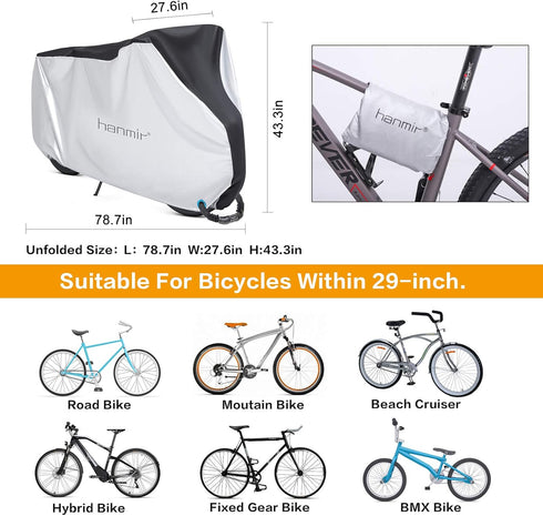 Bike Cover,Waterproof Outdoor Bicycle Cover Anti Dust Rain Snow UV, Bike Rain Cover for Mountain, Road & Heavy Duty Bikes with Lock Holes & Storag...
