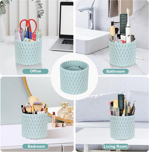 WAFJAMF Makeup Brush Holder 360 Rotating Cosmetics Holders Storage Cup for Vanity Desktop Bathroom Countertop 5 Slot Makeup Brushes Container - Cl...