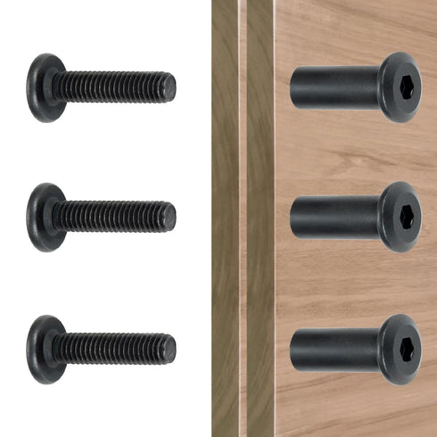 50 Sets Bolts and Nuts Set - M6x25mm Black Hex Screws Metel Bolts and Nuts Kit for Furniture Cam Lock Fasteners, Bed Frame Screws and Bolts Replac...