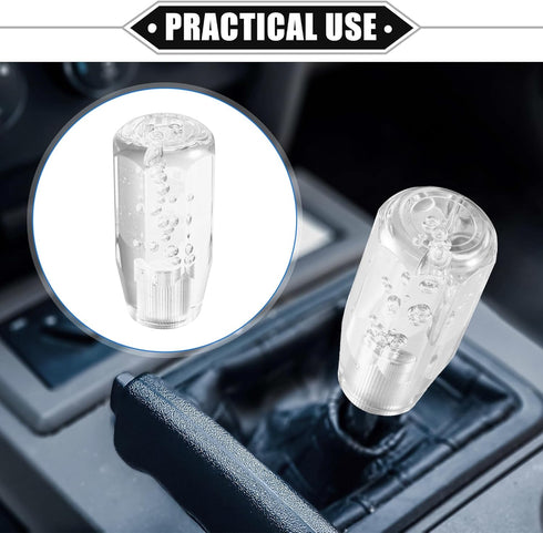 Gear Shift Knob Stick, 10cm Faux Crystal Transparent Bubble Gear Shifter Universal for Manual Transmission Vehicle Durable Acrylic Clear with Adap...