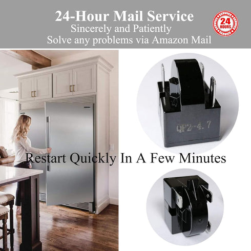 Reyhoar Replacement Part 3 Pin QP2-4.7/ QP2-4R7 4.7 Ohm Refrigerator PTC Start/Starter Relay - Compatible with Whirlpool, Frgidaire, Kenmore and Most Mini Fridges and Coolers (2 Pcs)