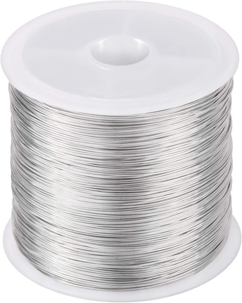 MIKIMIQI 328Ft Jewelry Wire - 26 Gauge Tarnish Resistant Copper Beading Wire for Jewelry Making, 0.4mm X 100m (Silver Color)...