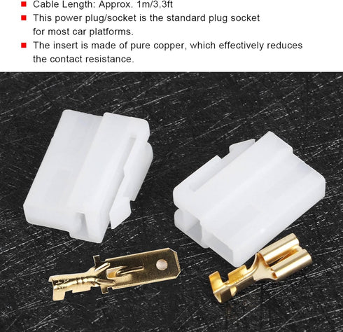 T Type Power Plug, Power Plug T Type 2 Power Plug Cable Connectors Set Fit for FT 7800R FT 8800R FT 8900R...