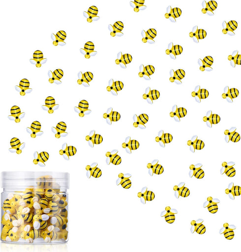 Hicarer 45 Pieces Tiny Bees Craft Decoration Party Decor Flatback Honey Resin Bee Shaped Embellishment with Storage Box for DIY Craft Home(0.51 In...