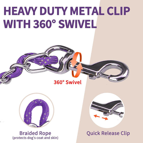 HOMIMP Heavy Duty Dog Leash Chew Proof 4 FT, Reflective Dog Leash for Medium Large Dog, Metal Dog Training Leashes with Soft Padded Handle, Strong...