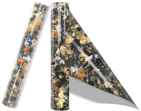 Tintnut Splash Heat Transfer Vinyl Roll - 12 Inch x 5ft Black Gold Watercolor Ink Patterned HTV Splatter Iron On Vinyl DIY T-Shirts Hats Clothes C...