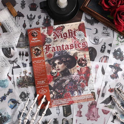 Goth Aesthetic Washi Stickers Book, 24 Sheets Gothic Girls Die-Cut Sticker Book for Phone Scrapbook Junk Journal Collage DIY Crafts...