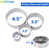 Cookie Cutter Set, 4 Pc. Kit, Measuring 1.5'', 2.5'', 3.5'', and 4.5'', Round Metal Baking Rings for Pastry, Biscuits, and Dough Cutting, Heavy Du...