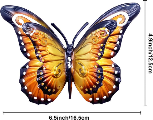 Metal Butterfly Wall Art Decor - 6.5" Outdoor Fence Decoration, Hanging for Garden Yard Living Room Bedroom Patio Balcony,Gift for Mom Dad Friends...