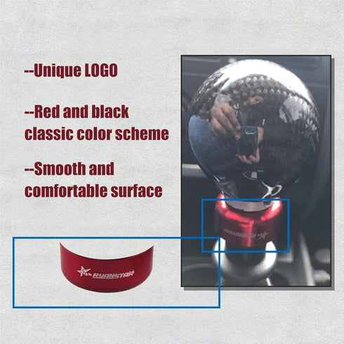 RYANSTAR Carbon Fiber Shift knob Round Ball Racing Gear Shift Shifter Knob Head Manual Car with 8mm/10mm/11mm Adapter...