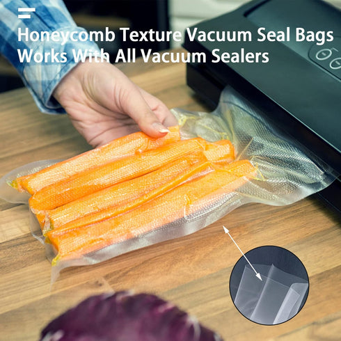 Vacuum Sealer Bags,Heavy Duty Pre-Cut Design Commercial Grade 4x6 Inch Food Sealable Bag for Heat Seal Food Storage, Seal Bag Boilsafe to 280°F Fr...