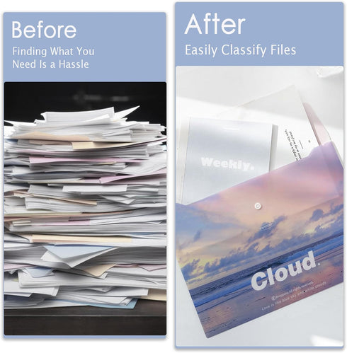 4-Pack A4 Letter Size Plastic Envelopes with Snap Closure - Durable File Folders for Storing Test Items and Stationery...