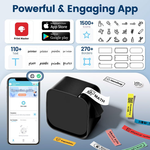 Phomemo M960 Label Maker with Tape,Mini Label Maker Printer,Bluetooth Label Makers,Smartphone Labeler, Easy to Use, for School Item Home Business ...