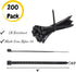 Bates 200 Pack 4 Inch Cable Zip Ties - Black, Electrical, Tie Wraps, Cord Ties...