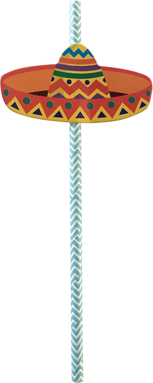 Fiesta Party Straws | Mexican Decorations | Final Fiesta Bachelorette Party Supplies | Set of 32, PRE-ASSEMBLED Paper Straws...