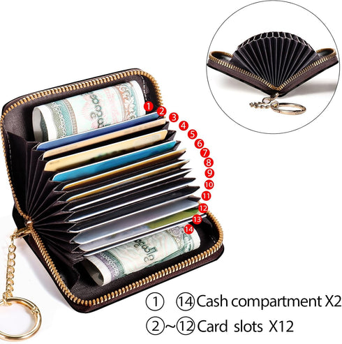 RFID Credit Card Holder Wallet for Women Slim, Mini Wallet Women Small, Card Wallets for Women Slim, Card Case Wallet Thin with Keychain Zipper Th...