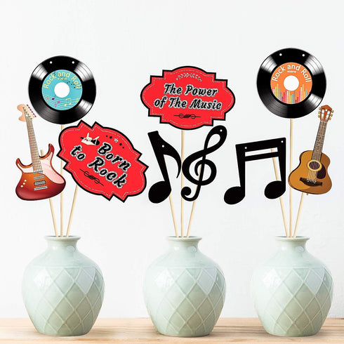 Music Themed Party Decorations Music Notes Banner 1950‘s Rock and Roll Party Decorations Retro Record Wall Hanging Garlands Guitar Cutouts for 50s...