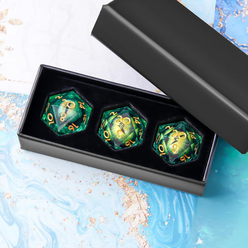 YEMEKO 3Pcs D20 DND Dice Set with 3 Color Resin Sharp Edge, 20 Sided D&D Dice 22mm Handmade Polyhedral D&D Dice for RPG, Roleplaying Games MTG Tab...