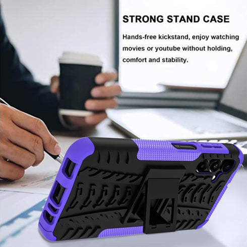 for Samsung Galaxy A15 5G Case with 2 Pack Screen Protector,Military Grade Shockproof, Heavy Duty Robust Bumper Cover with Kickstand for Galaxy A1...