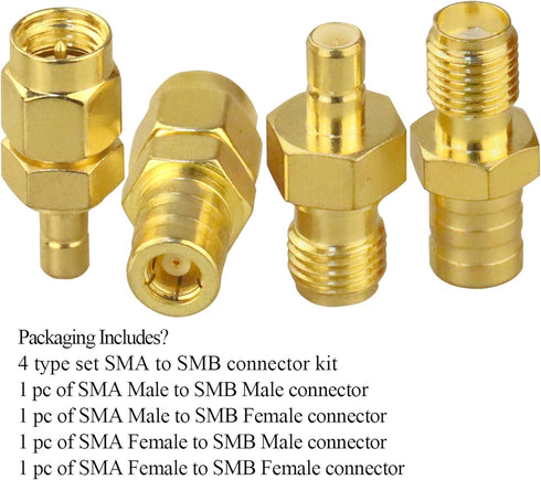 TUOLNK 4PCS SMA to SMB Radio Antenna Coax Adapter, SMA Male/Female to SMB Male/Female Coax Connector for DAB Car Aerial Antenna, Audio, Router, Si...