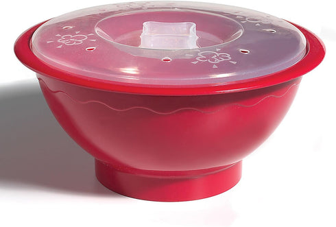Norpro Microwave Popcorn Popper, 10.5" x 5" x 10.5", Red, w/clear lid...