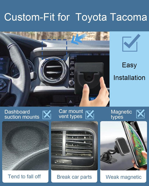 Toyota Tacoma Phone Mount for Toyota Tacoma 2023 Accessories Custom Fit for Tacoma Phone Mount 2023-2016 Compatible for All Cell Phones......