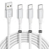 White USB C Cable 3-Pack (3ft/6ft/10ft), USB A to USB C Charger Cable Fast Charging Cord Braided for iPhone 15 Pro Max Plus, for Samsung Galaxy S2...