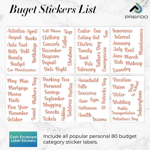 80 Cash Envelope Labels Stickers, Gold Budget Binder Label Stickers, Budgeting Planner Letter Stickers for Cash Envelopes & A6 Binder, Money Organ...
