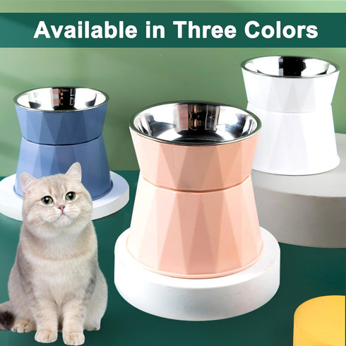 Elevated Cat Bowls, Raised Cat Bowls for Food and Water, Cat Food Bowls Beneficial for Digestion, Resonable Height for Cat, Whisker-Relief, Easy t...