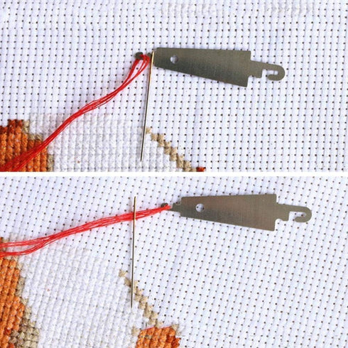 10Pcs Silver Stainless Steel Needle Threader, Embroidery Cross Stitch Needle Threading Tools DIY Sewing Accessories for Large Eye Needles Hand Cra...