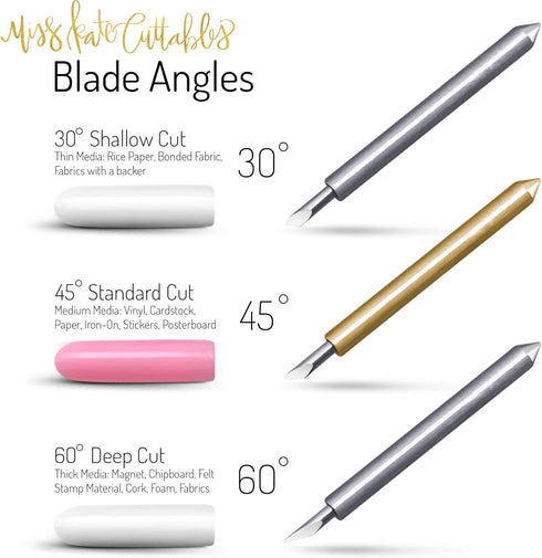 Carbide Blades for Cricut Explore Air 2 Vinyl Cutting Machines - Deep Cut 60 Degree - 5 Pack - Premium German Carbide - by Miss Kate Cuttables - R...