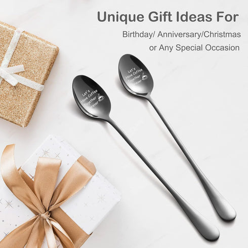 Valentines Day Gifts for Him - Anniversary Wedding Engagement Gifts for Couple - Let's Have Coffee Together Forever Coffee Spoon Set Couples Gifts...