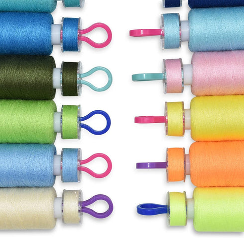 142 Pcs Bobbin Clamps Holders Thread Buddies, Bobbin Holder Clips Color Thread Clips Holder Silicone Spool Huggers Thread Holders for Embroidery Q...