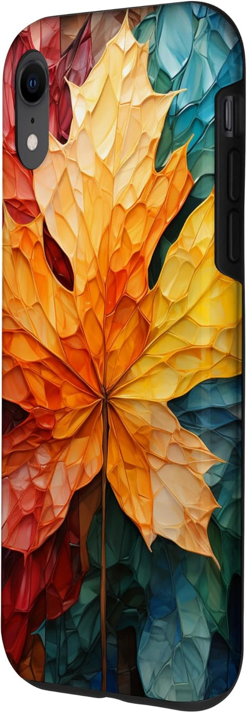 iPhone XR Maple Leaf Multicolored Fall Symbol Cover Phone Case...
