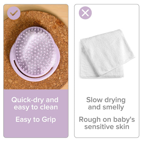 haakaa Silicone Shampoo Brush - Cradle Cap Brush Comb - Baby Hair Scrubber - Scalp Massager for Newborns & Toddlers - 1pk-Lavender...