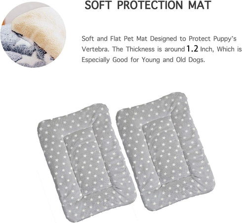 2 Pcs Pet Bed Mats. Ultra Soft Pet (Dog/Cat) Bed with Cute Prints. Reversible Faux Lambswool Kennel Pad for Medium Small Dogs and Cats. Machine Wa...