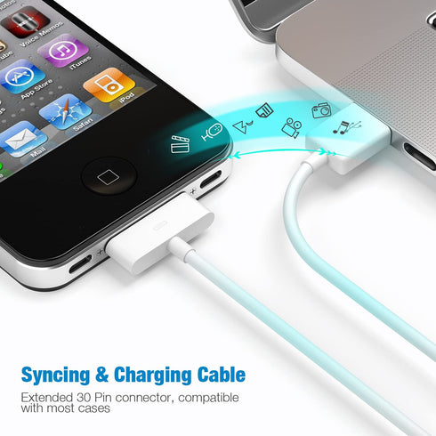 sarmert Apple Certified 30 Pin USB Charging Cable, 4.0ft USB Sync Charging Cord iPhone Compatible for 4 4s 3G 3GS iPad 1 2 3 iPod Touch Nano White...