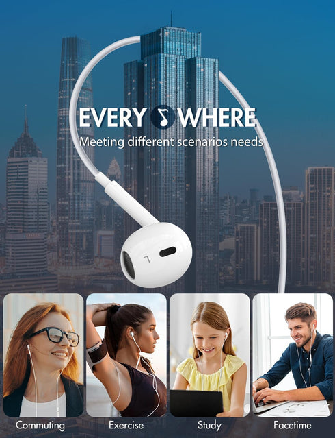 Wired Earbuds,?Ultra Clear Calls & no Noise? Headphones Earbuds Wired 3.5mm, in-Ear Earphones with Mic, Compatible with iPhone/iPad/Android/Laptop...