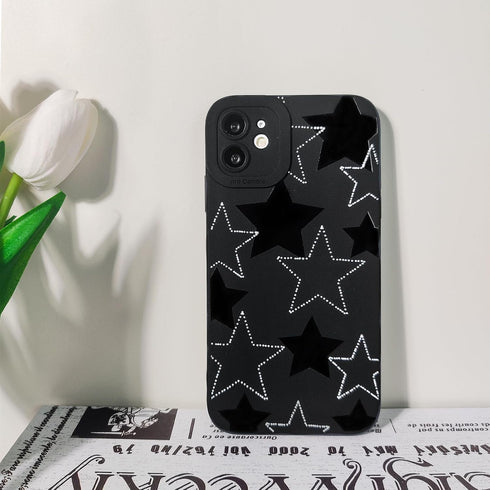Compatible for iPhone 11 Case Cute Cool Star Black Design for Girls Women Soft TPU Shockproof Protective Girly for iPhone 11-Black&White Star...