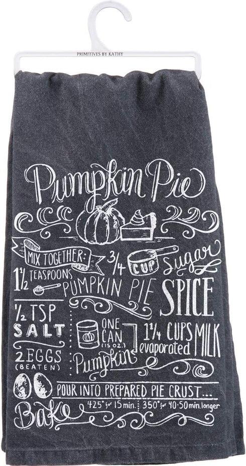 Primitives by Kathy Black and White Hand-Lettered Dish Towel, 28 x 28-Inch, Pumpkin Pie...