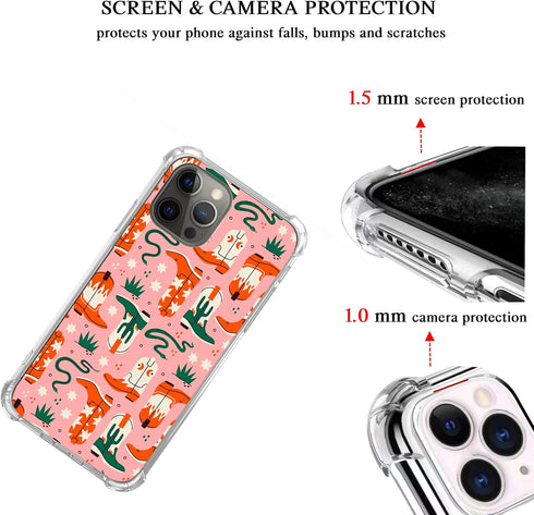 Cute Cowboy Case Compatible with iPhone 15 Pro Max, Aesthetic Cowboy Boots Snakes Pattern Case for iPhone 15 Pro Max, Trendy Unique Design TPU Bum...
