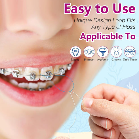 Preteen Kids Floss Threaders, Deep Clean Orthodontic Threader Floss for Braces, Bridges, and Implants 200PCS (4Pack)...