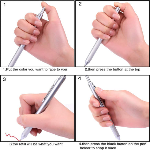 DUNBONG 4 in 1 Multicolor pen, Metal Cased Multifunction Pen, 0.5mm Mechanical Pencil, Red Ball Pen, Blue Ball Pen and Black Ball Pen, 1-Count (Bl...